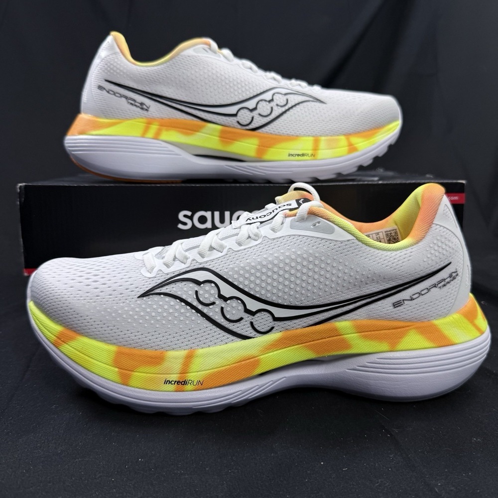 Size 10.5 Saucony Endorphin Trainer White Black Mens Running Shoes S20996-130